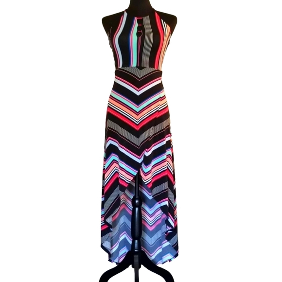 Candies Maxi Dress Geometric Striped - Picture 1 of 6